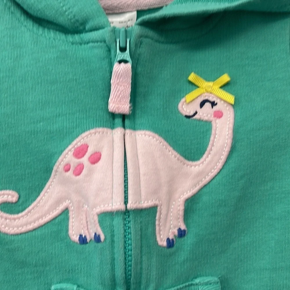 CARTER’S GREEN SWEATSHIRT with a cute Pink DINO size 9 months
